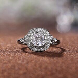 ▶Luxury CZ Shiny Gem Macro Pave Square Noble Dainty Wedding Rings, K932